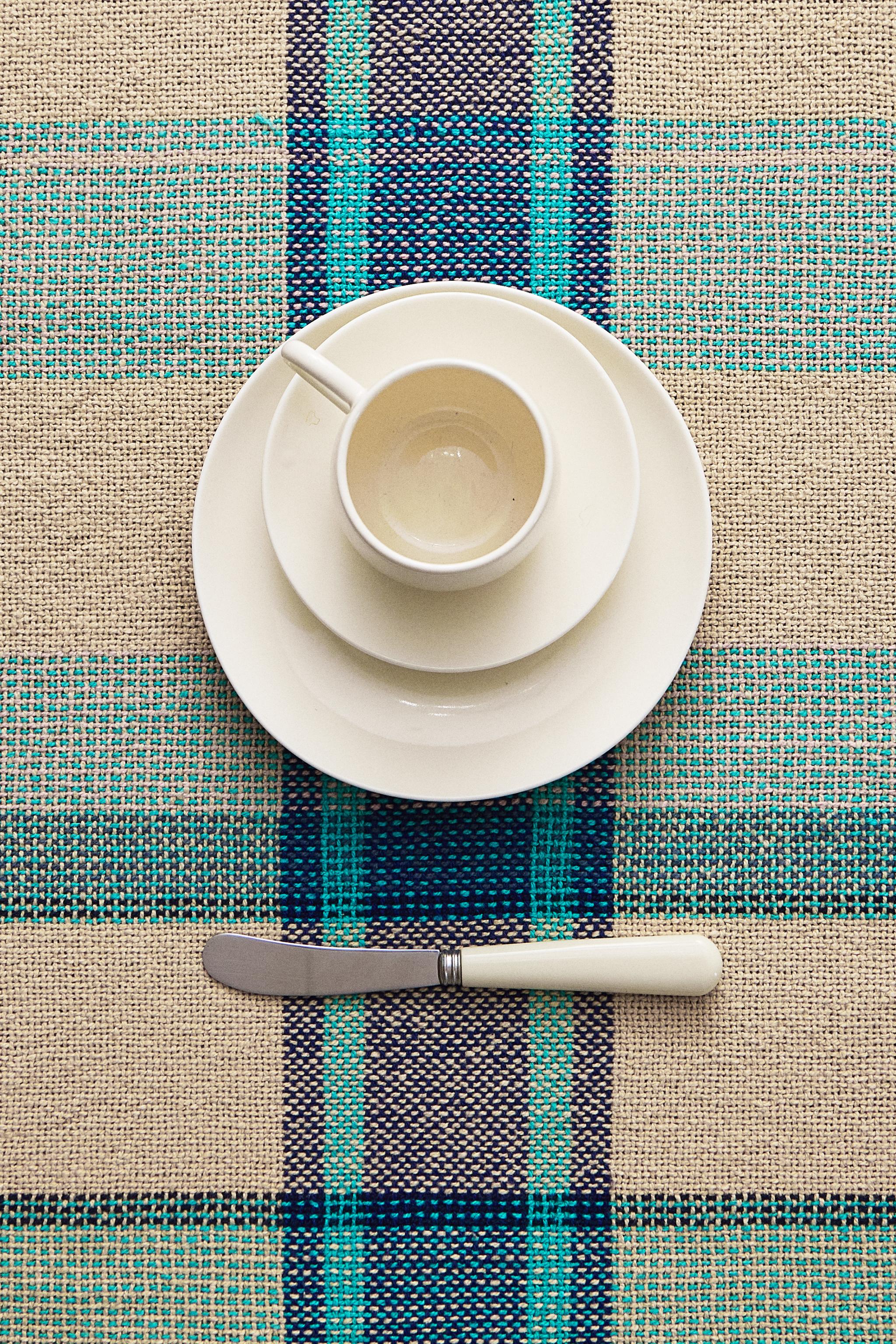 DYED THREAD CHECK TABLECLOTH